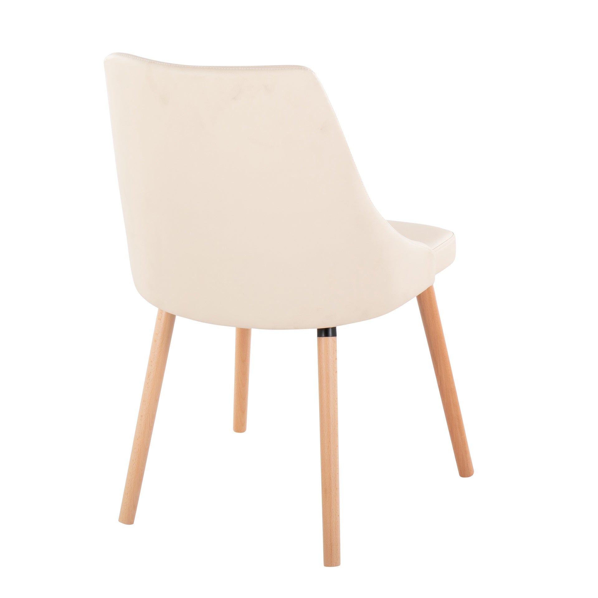 Giovanni Contemporary Accent/Dining Chair in Natural Wood and Cream Faux Leather by LumiSource - Set of 2