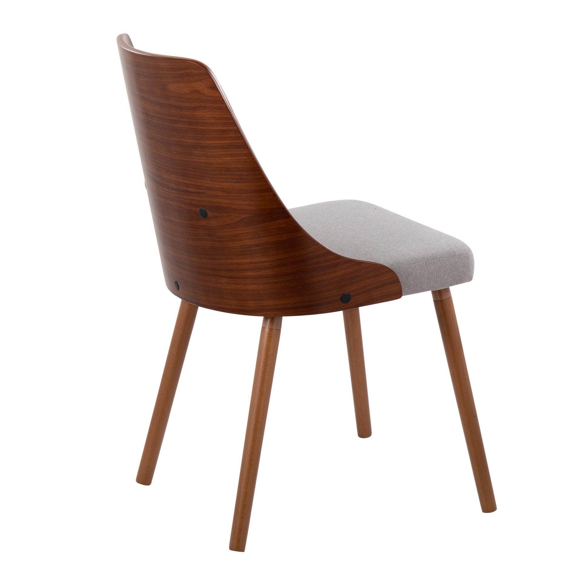 Anabelle Mid-Century Modern Chair in Walnut Wood and Grey Fabric by LumiSource (Set of 2)
