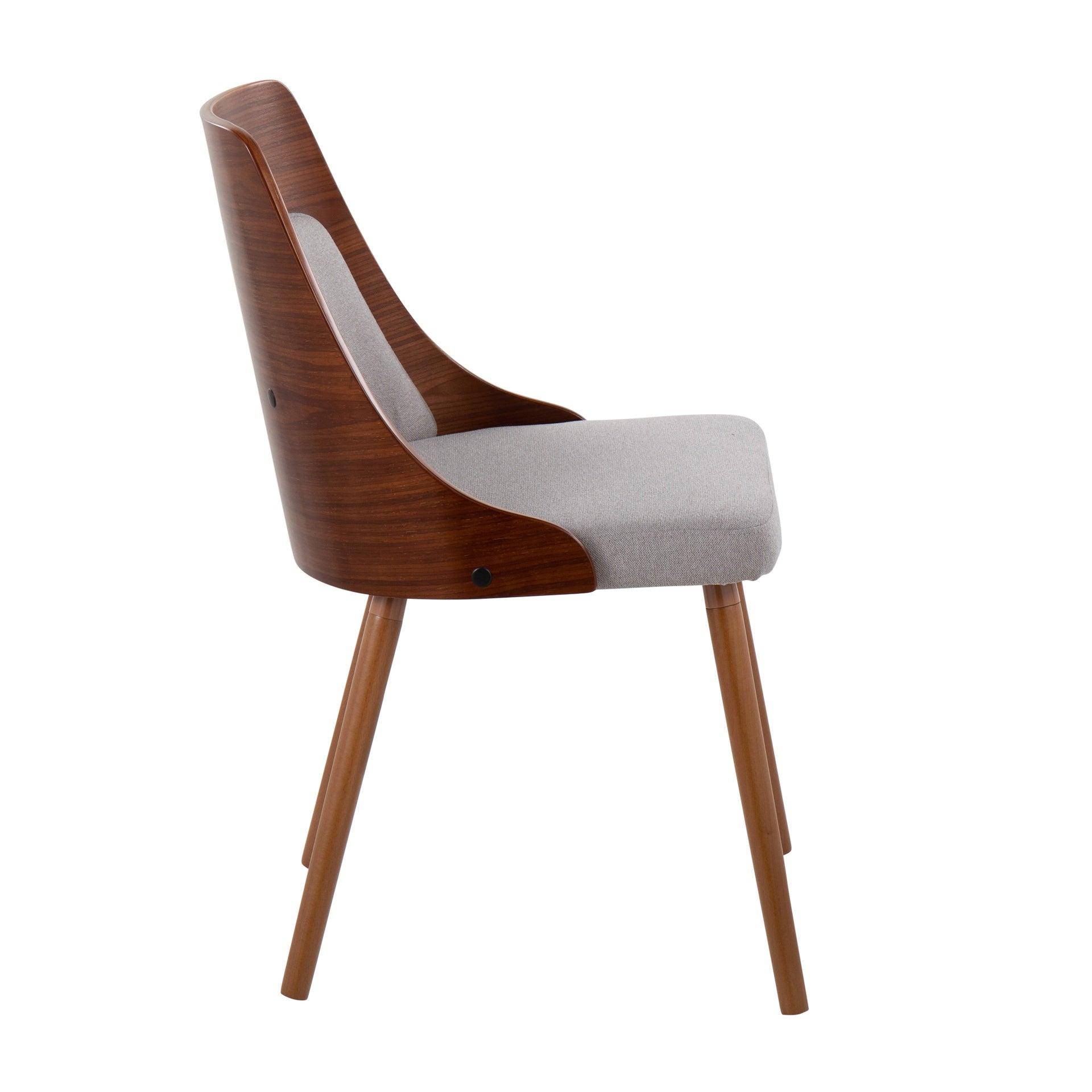Anabelle Mid-Century Modern Chair in Walnut Wood and Grey Fabric by LumiSource (Set of 2)