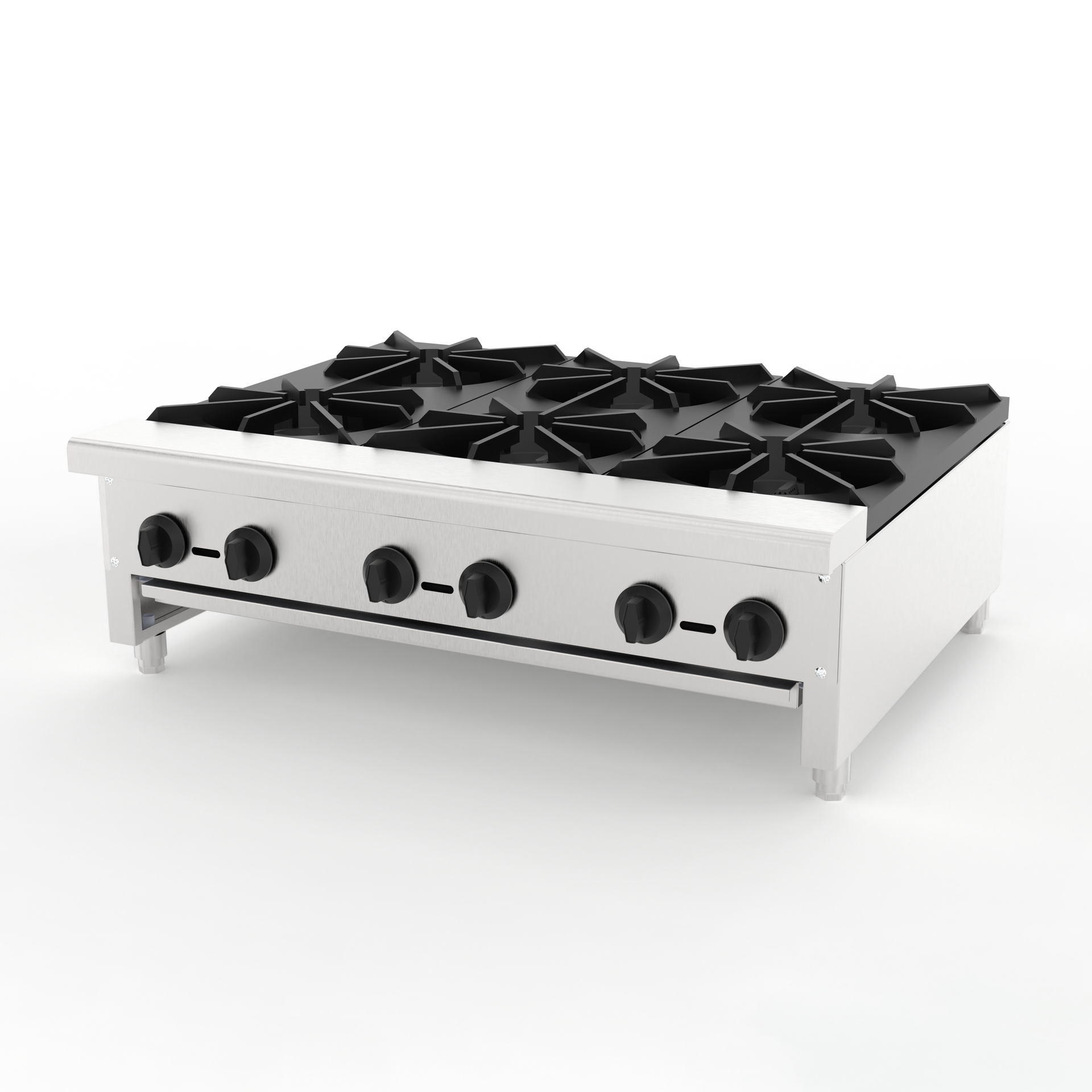 Commercial Gas Stove with 6 Burners, Propane and Natural Gas Countertop Cooking Stove Range, Stainless Steel Gas Hot Plate, Commercial Cooking Equipment for Restaurant, 168,000 BTU