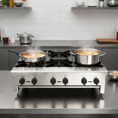 Commercial Gas Stove with 6 Burners, Propane and Natural Gas Countertop Cooking Stove Range, Stainless Steel Gas Hot Plate, Commercial Cooking Equipment for Restaurant, 168,000 BTU