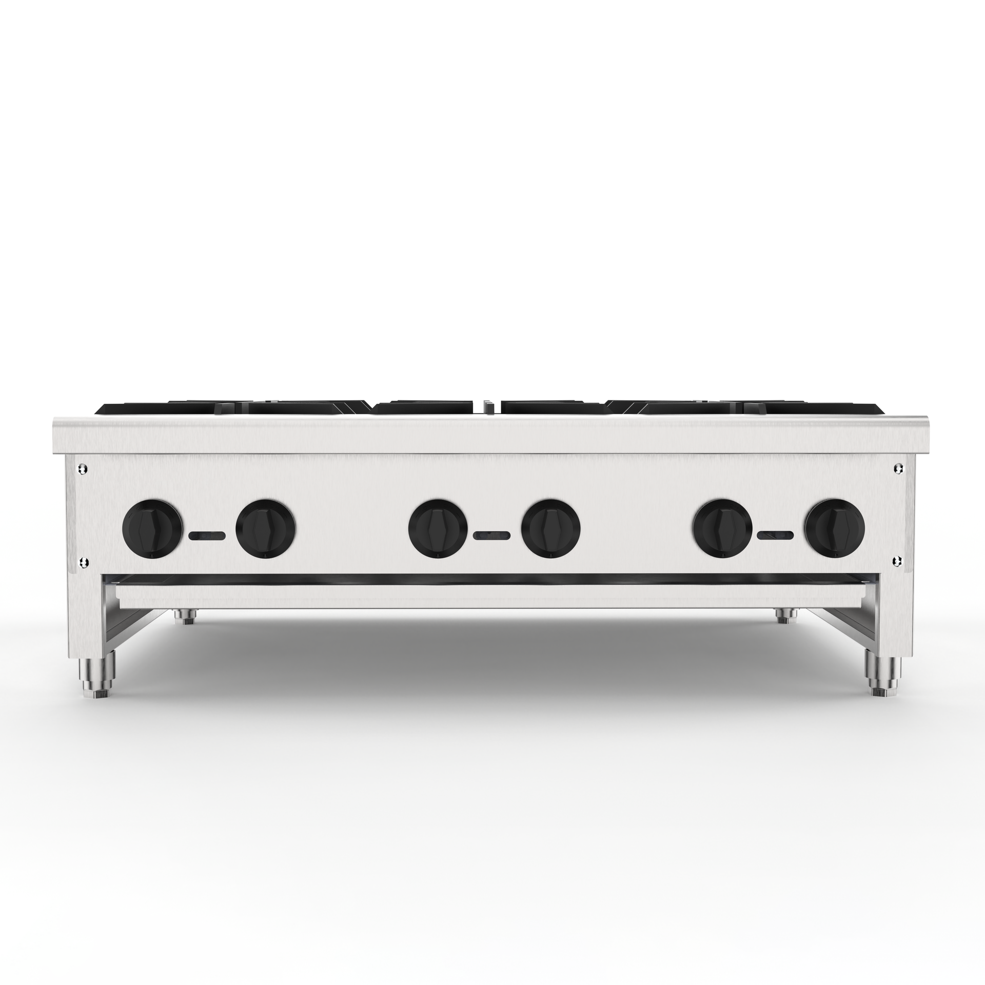 Commercial Gas Stove with 6 Burners, Propane and Natural Gas Countertop Cooking Stove Range, Stainless Steel Gas Hot Plate, Commercial Cooking Equipment for Restaurant, 168,000 BTU
