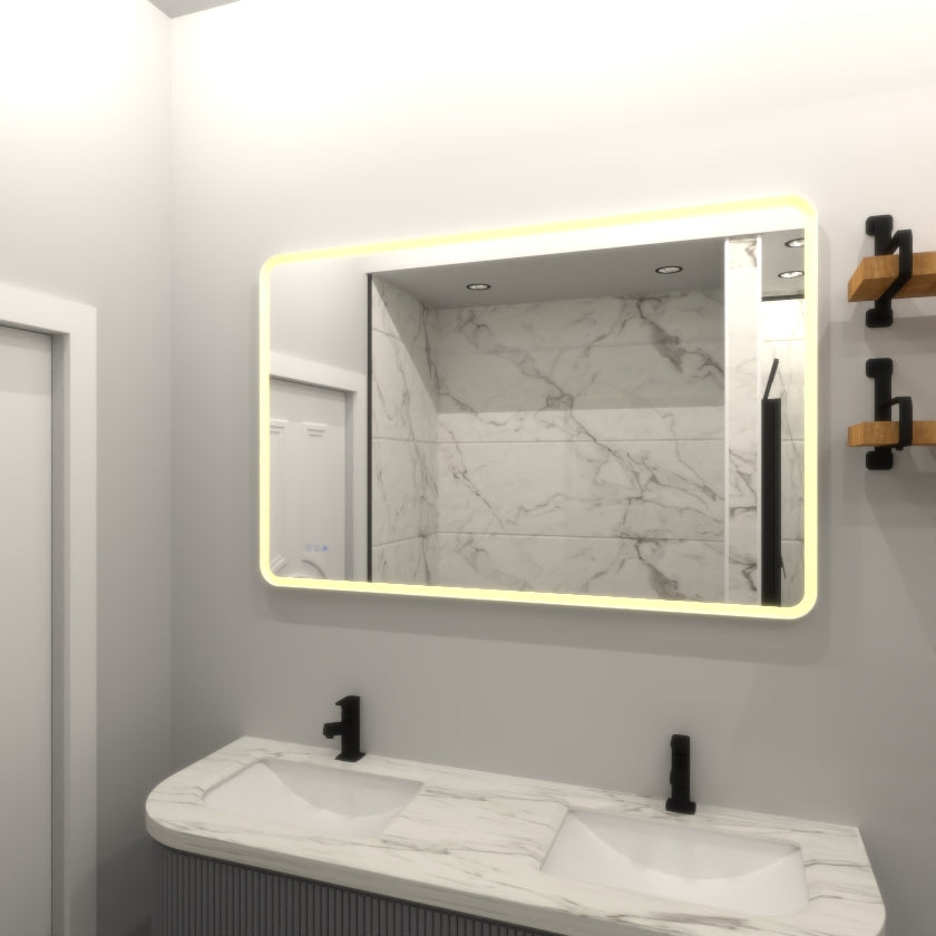 48 X 36 Rectangular Framed Dimmable Anti-Fog LED Wall Bathroom Vanity Mirror Lighted Mirror