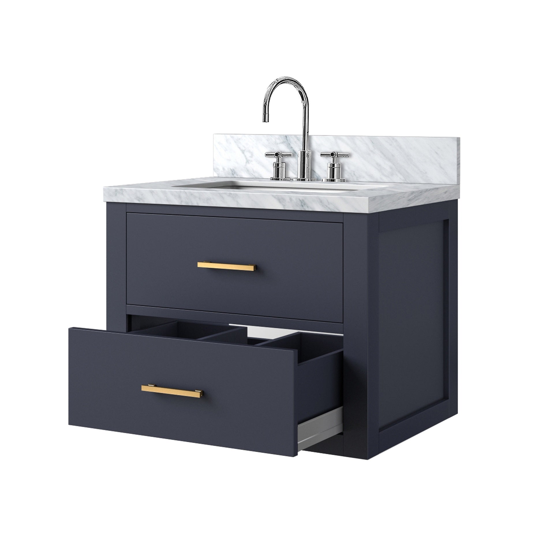 Blue Single Bath Vanity 24 in. W x 18 in. D, Acrylic Top, and Faucet Set