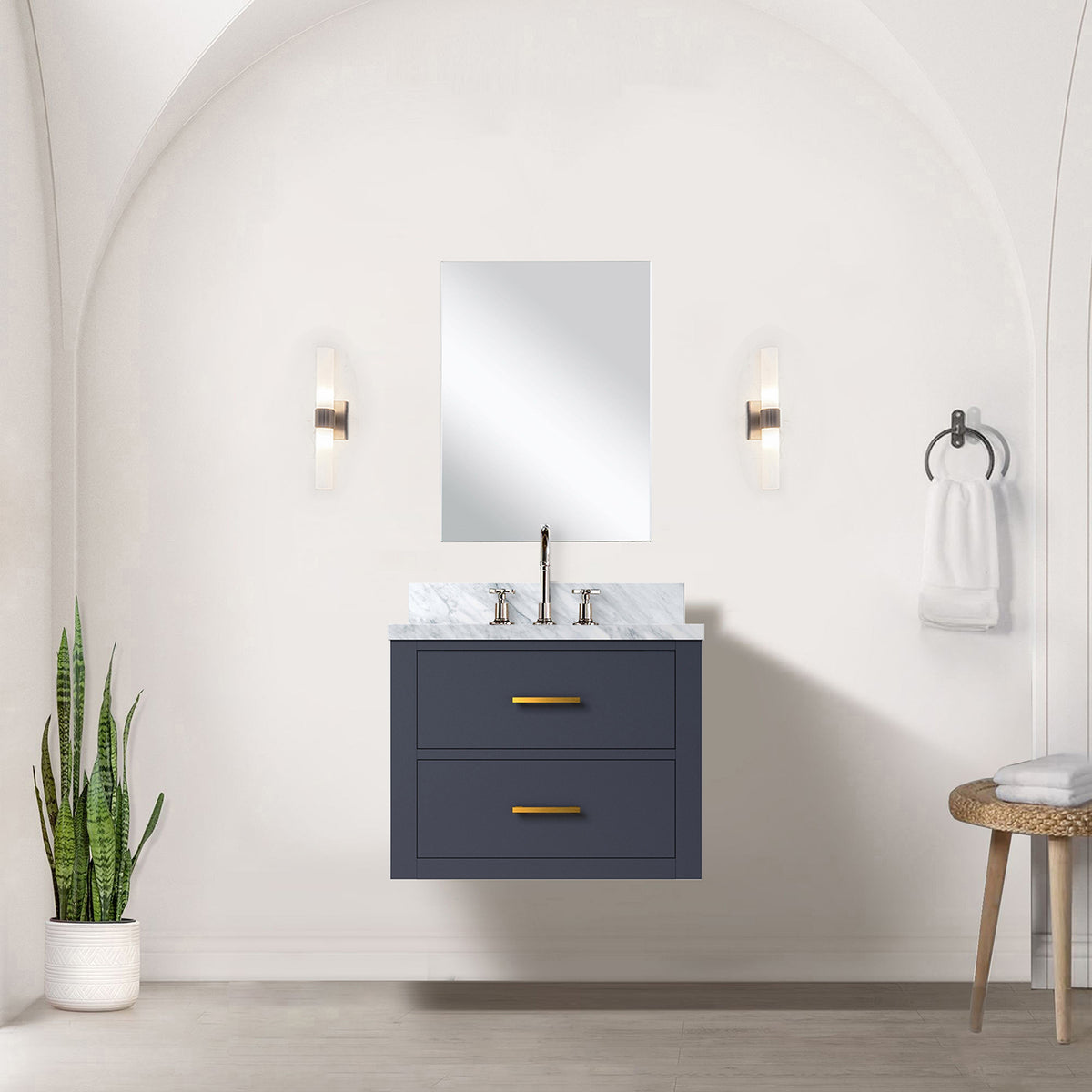 Blue Single Bath Vanity 24 in. W x 18 in. D, Acrylic Top, and Faucet Set