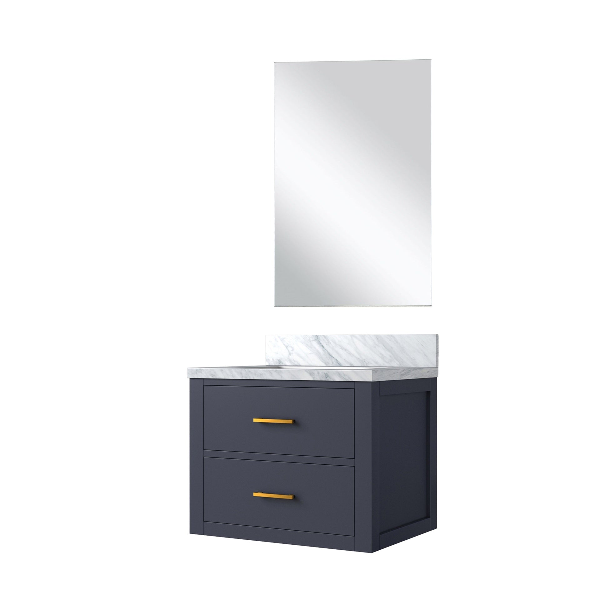 Blue Single Bath Vanity 24 in. W x 18 in. D, Acrylic Countertop and 18 in. Mirror