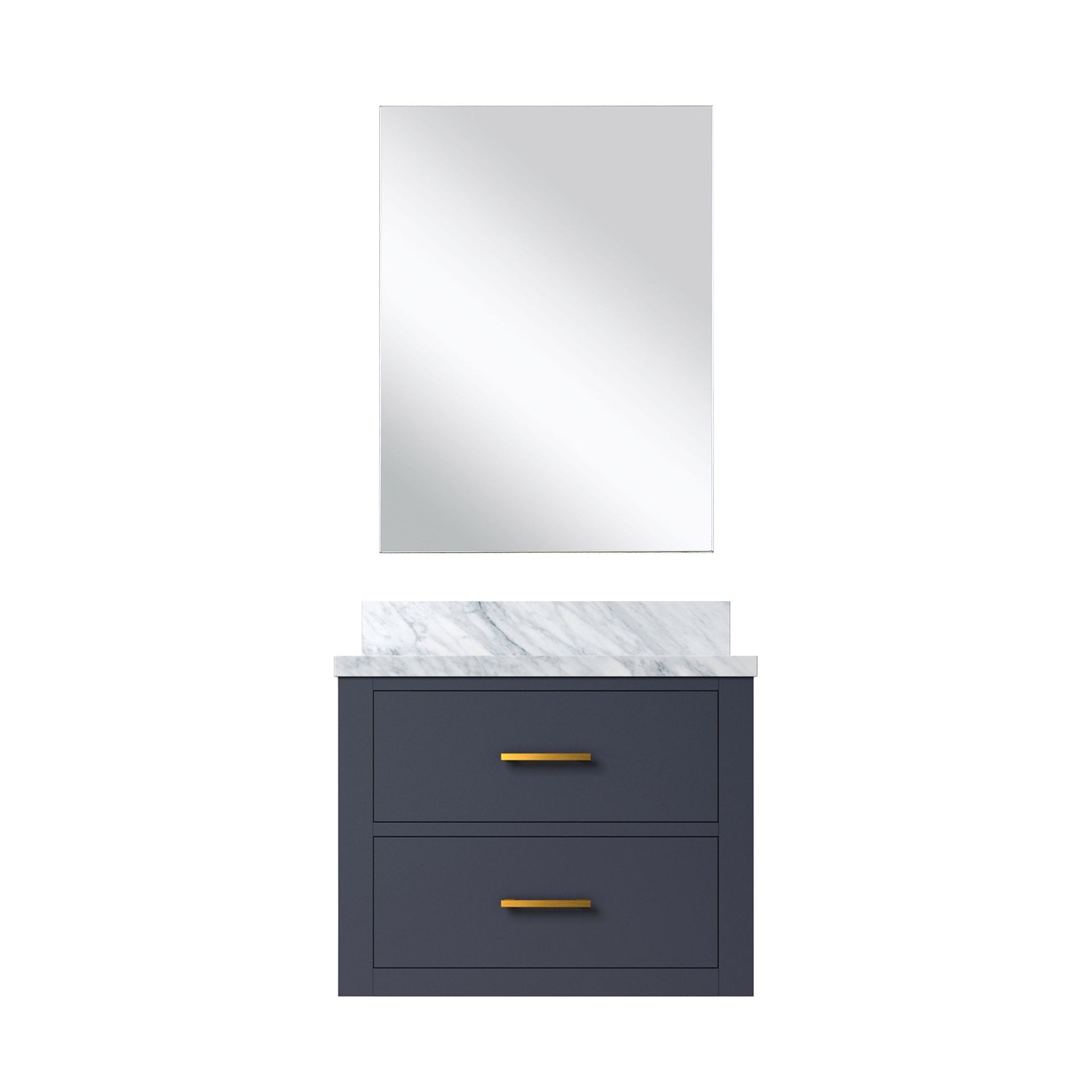 Blue Single Bath Vanity 24 in. W x 18 in. D, Acrylic Countertop and 18 in. Mirror