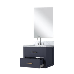 Blue Single Bath Vanity 24 in. W x 18 in. D, Acrylic Countertop, 18 in. Mirror and Faucet Set
