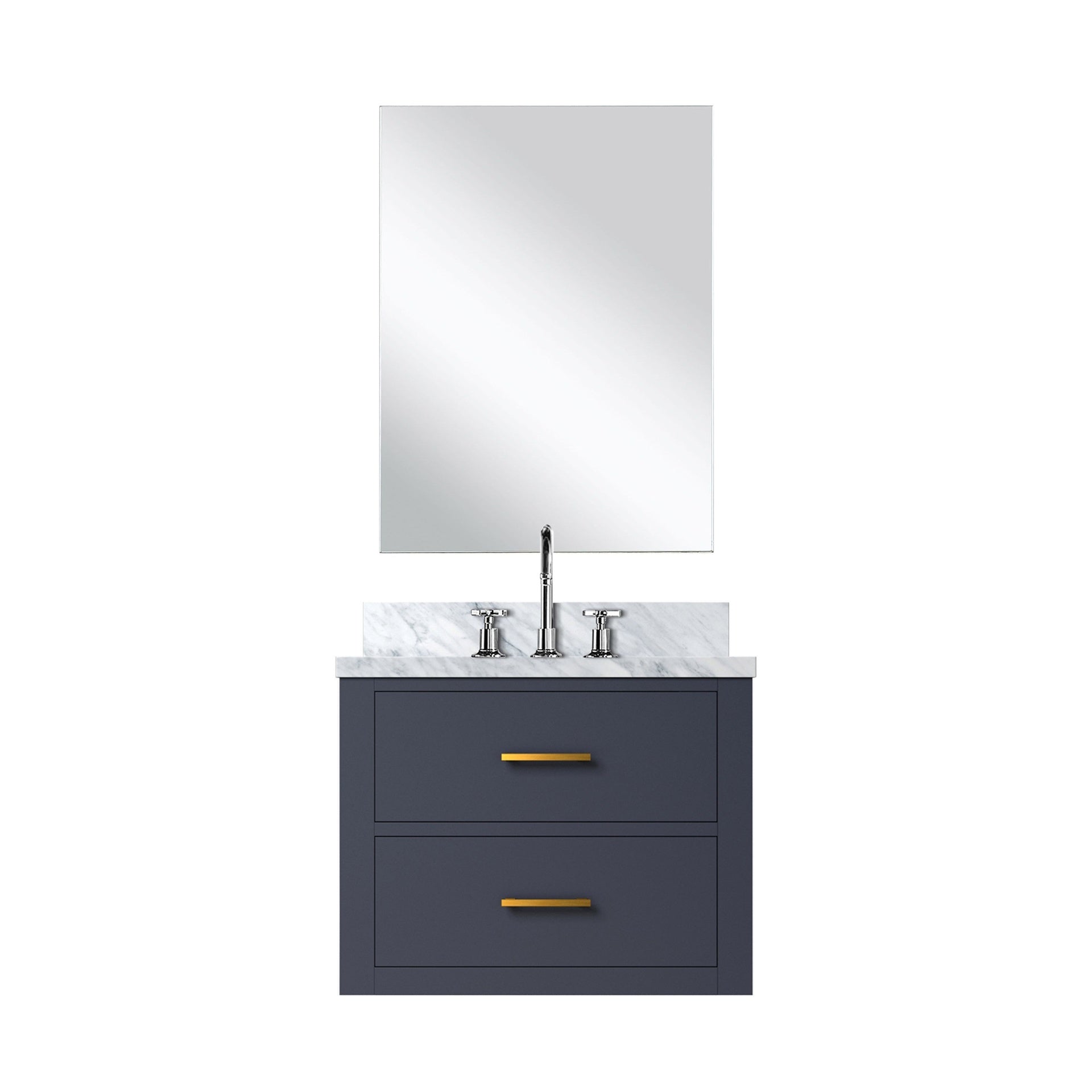 Blue Single Bath Vanity 24 in. W x 18 in. D, Acrylic Countertop, 18 in. Mirror and Faucet Set