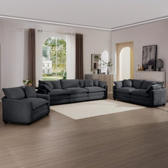 3 Piece Sectional Sofa Oversized Sectional Sofa Comfortable Sectional Sofa , One Single Sectional Sofa, One 2-Seater Sofas, One 3-Seater Sofas Grey Corduroy Deep Seat Sofa