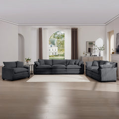 3 Piece Sectional Sofa Oversized Sectional Sofa Comfortable Sectional Sofa , One Single Sectional Sofa, One 2-Seater Sofas, One 3-Seater Sofas Grey Corduroy Deep Seat Sofa