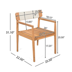 4-Piece Patio Furniture Set,Braided Acacia Wood Outdoor Dining Chairs with Armrests,Teak Look & White Rope Weave, All-Weather Garden, Backyard, Poolside Dining and Leisure