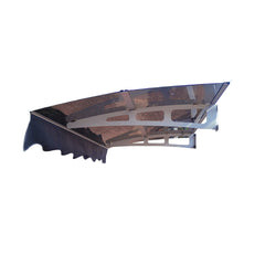 DA5934C Series Door Window Awning Made of 0.137 Inch Thick Crystal Solid Polycarbonate Sheet and Aluminum Alloy with Valance in size 59" Wide x 34" Deep for Masonry Concrete Wall House.