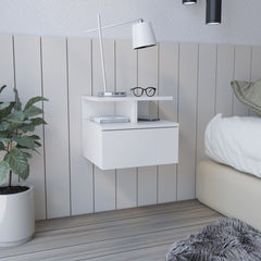 Floating Nightstand Flopini, One Drawer, White Finish