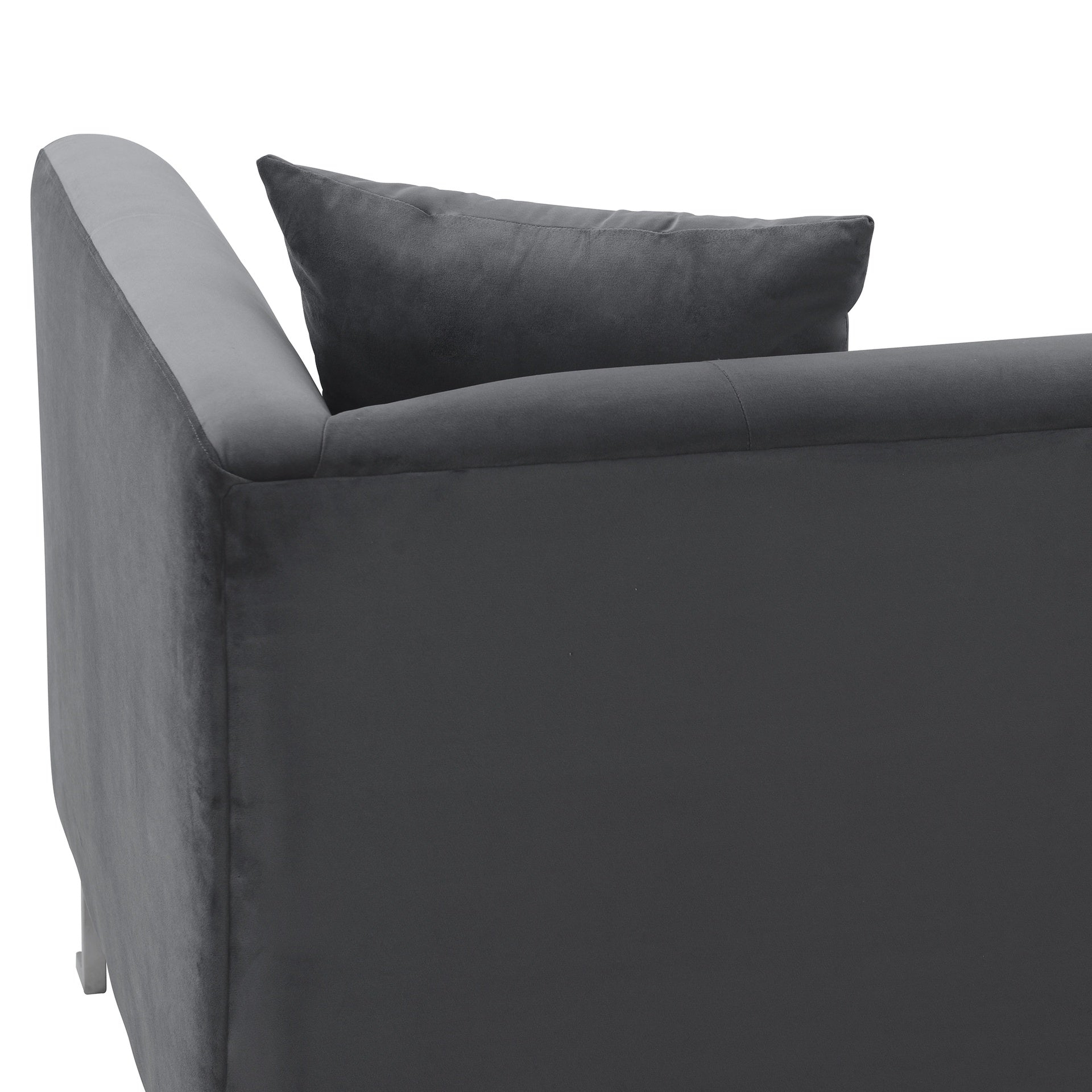 Wynnora 90" Gray Fabric Upholstered Sofa with Brushed Stainless Steel Legs