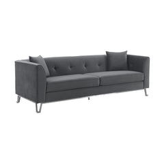 Wynnora 90" Gray Fabric Upholstered Sofa with Brushed Stainless Steel Legs