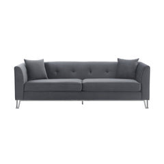 Wynnora 90" Gray Fabric Upholstered Sofa with Brushed Stainless Steel Legs