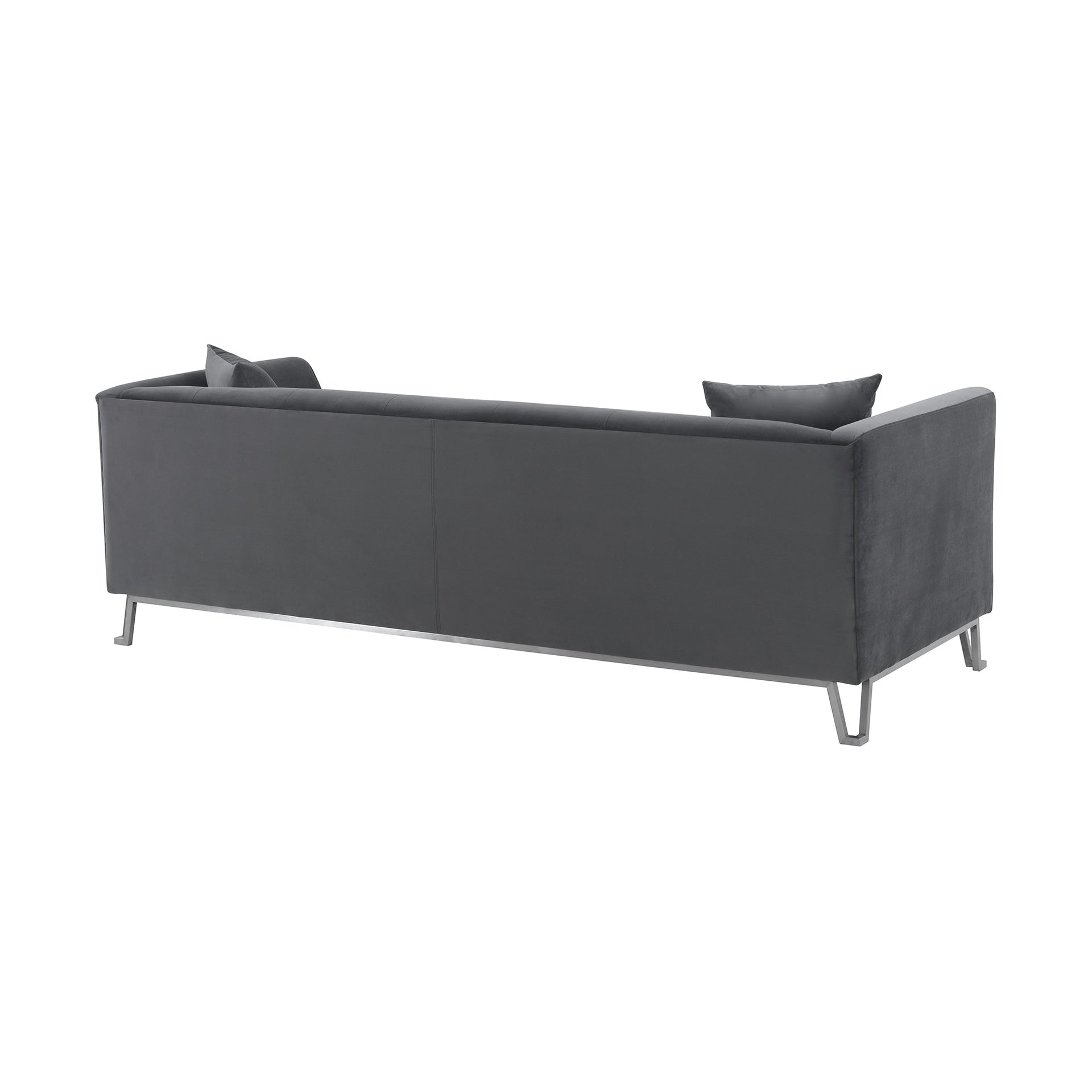 Wynnora 90" Gray Fabric Upholstered Sofa with Brushed Stainless Steel Legs