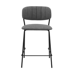 Lurelle 26" Gray Faux Leather and Black Metal Counter Height Bar Stool