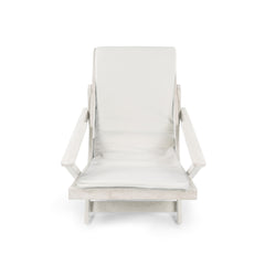 Pinecrest Fully Assembled All-Weather HDPE Outdoor Folding Lounge Chair with Removable Cushion, Ivory