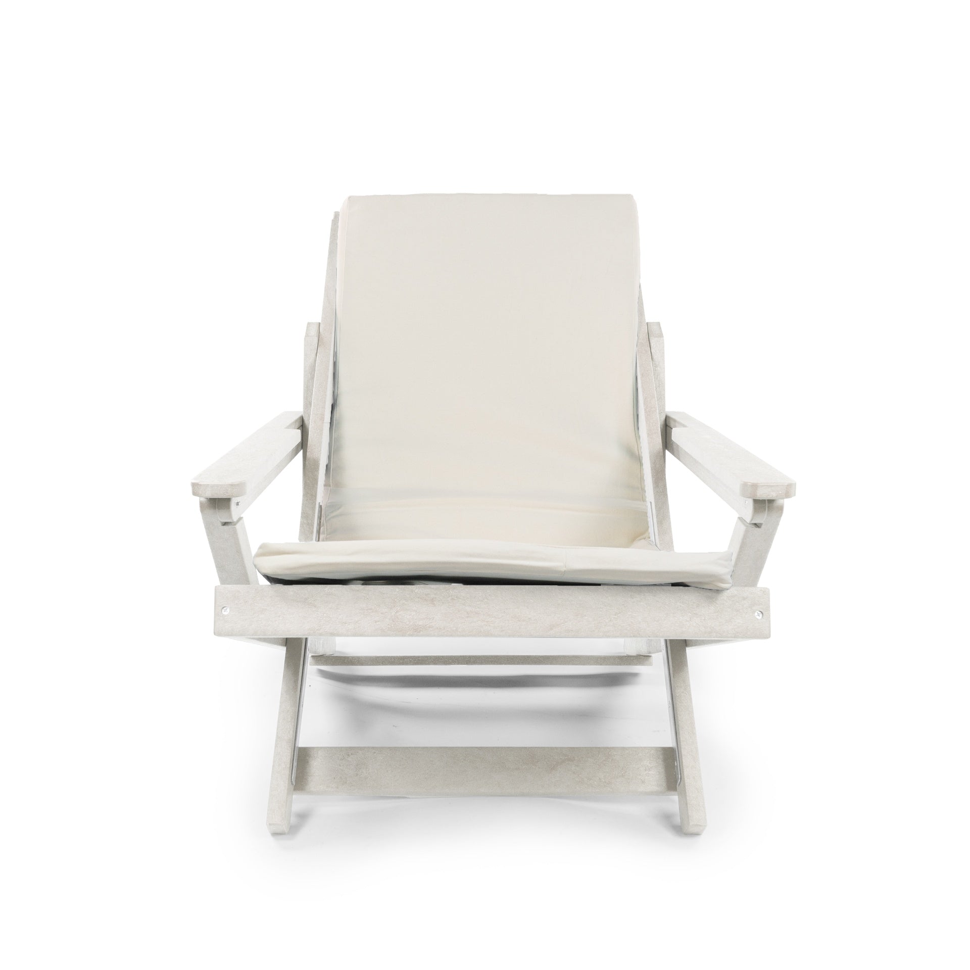 Pinecrest Fully Assembled All-Weather HDPE Outdoor Folding Lounge Chair with Removable Cushion, Ivory