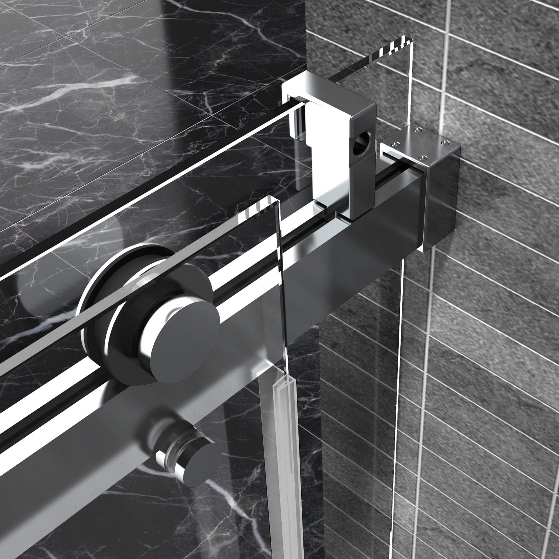 Top Rail Only, Stainless Steel Top Track with Buffer for Shower Door, 24D02P02-T60CHX