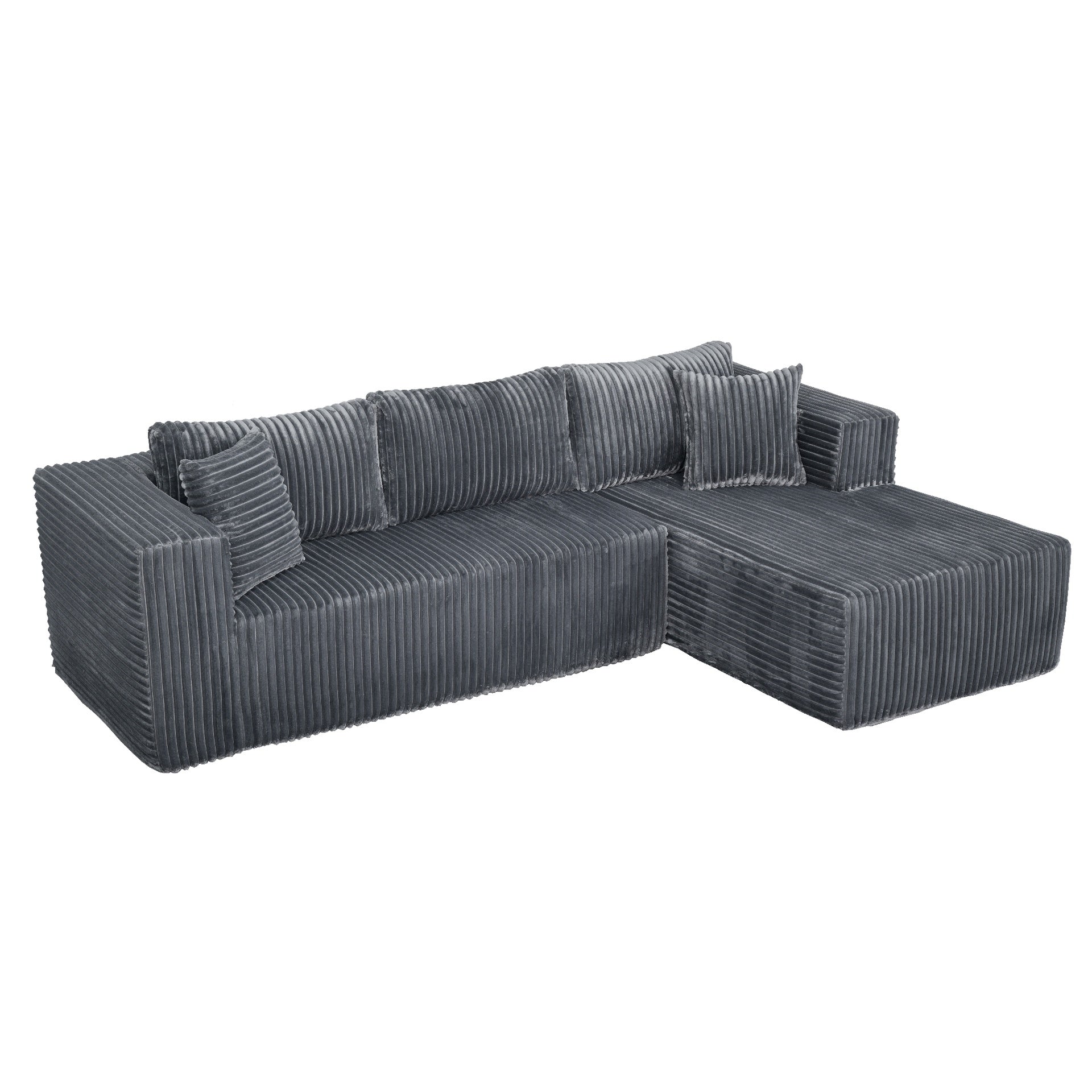 105" L-Shaped Modular Compression Sofa, Plush Upholstery, All-Foam Structure (No Springs), Vacuum-Packed, Space-Saving for Living Room, Bedroom, Apartment  (Left Chaise)