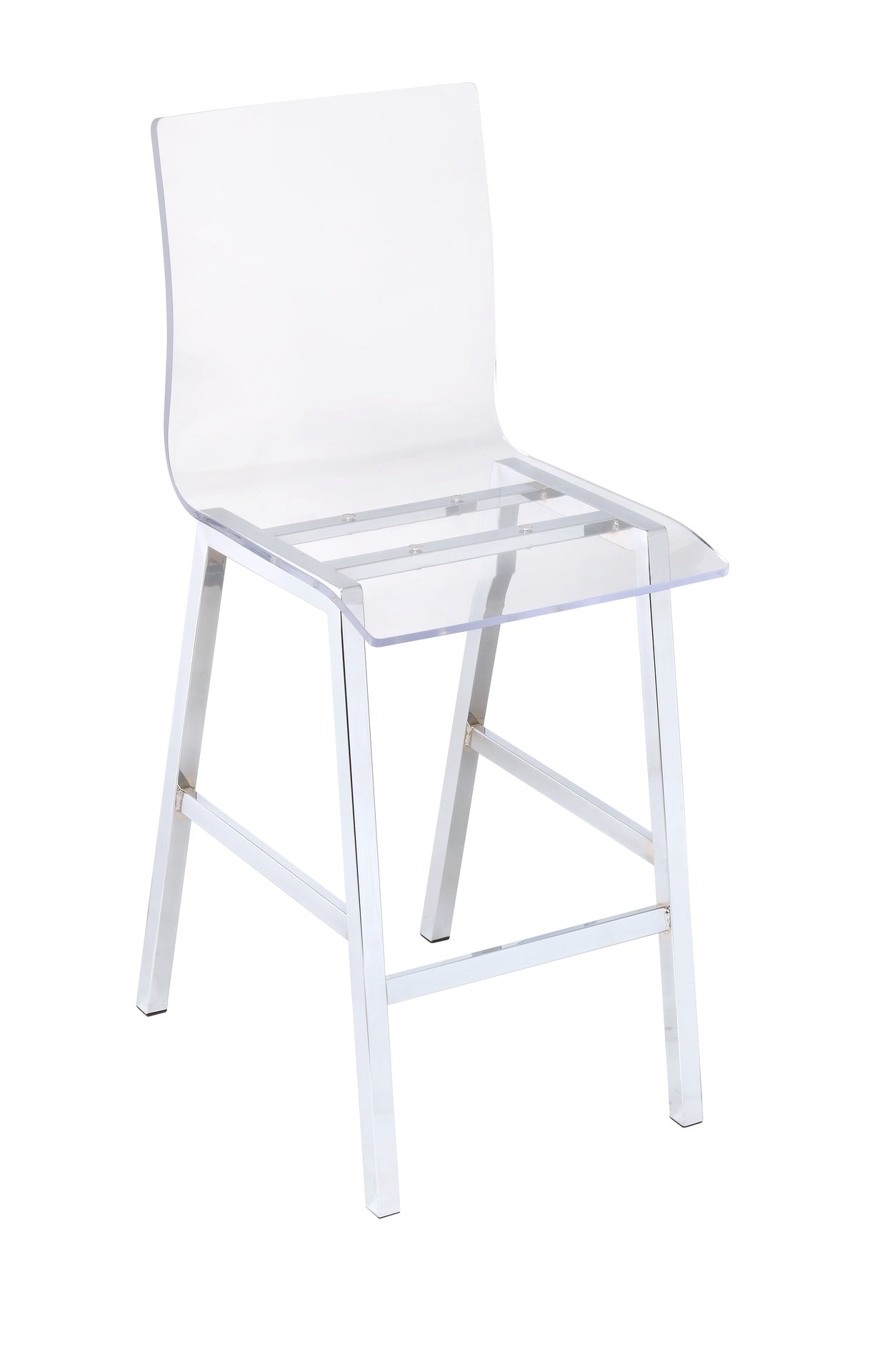 Nadie Clear Acrylic & Chrome Finish Counter Height Chair (Set of 2)
