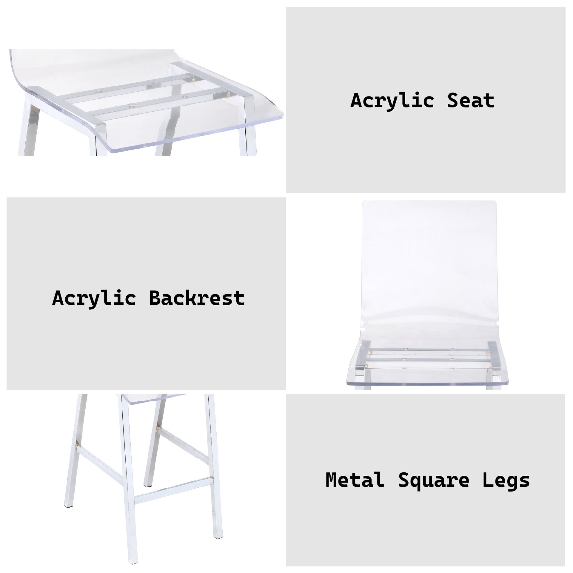 Nadie Clear Acrylic & Chrome Finish Counter Height Chair (Set of 2)