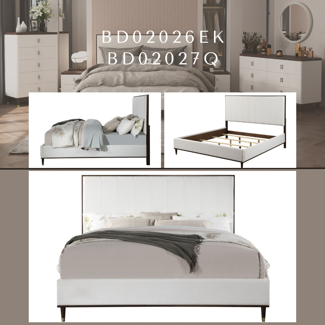 Carena Light Gray Fabric Finish E. King Bed