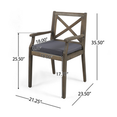 PERLA DINING CHAIR,2PCS with 2 Cushions,grey