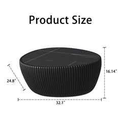 Black Sintered stone Top goose eggs Shape Leather Coffee modern Sofa Table for Living Room furniture ( Each tabletop has a unique pattern)