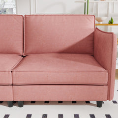 107.8'' Large Size 3 Seater Sofa Couch, L-Shaped Sofas with Movable Ottoman, Arm with Pockets,Modern Fabric Couches for Living Room, Apartment, Office