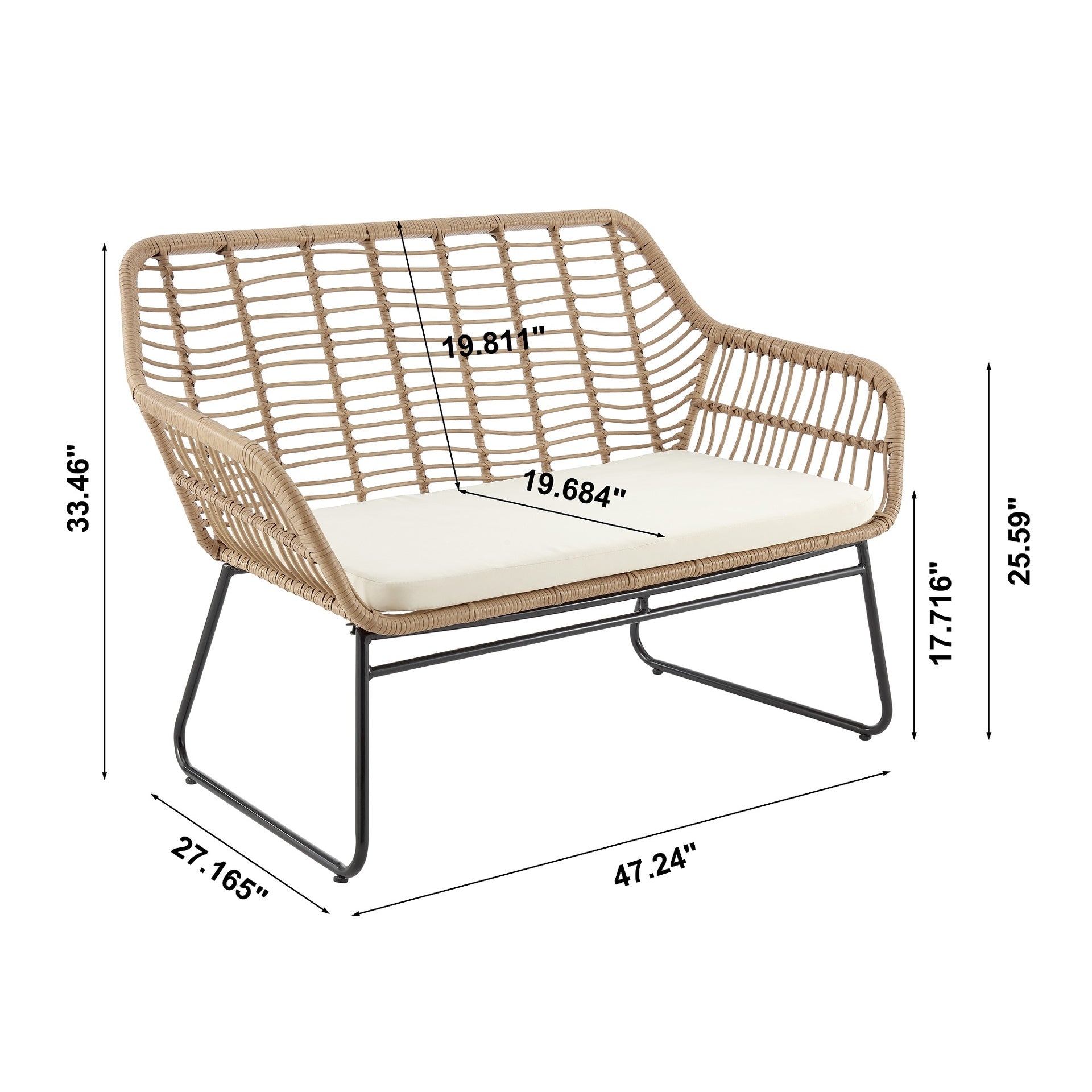 4-Piece Conversation Set in Tan and Cream