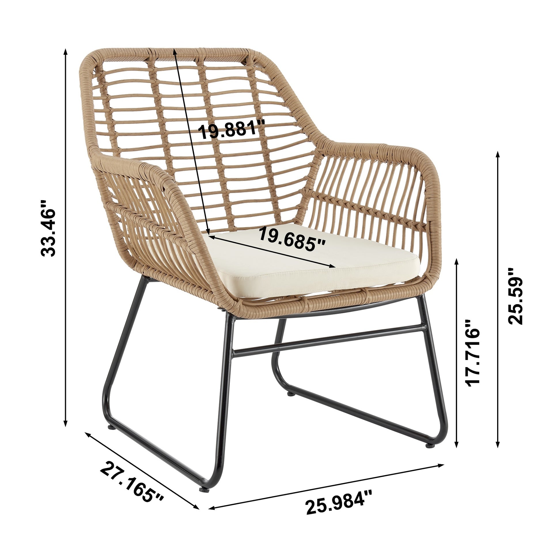 4-Piece Conversation Set in Tan and Cream