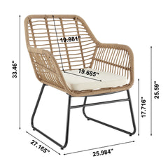 4-Piece Conversation Set in Tan and Cream