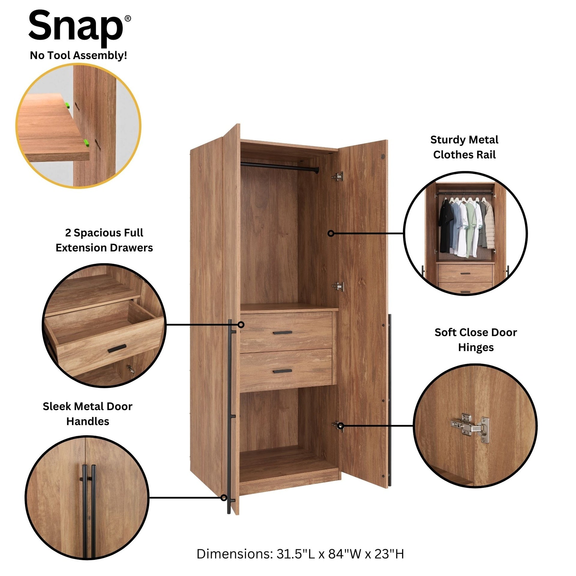 Wardrobe Closet in Golden Brown