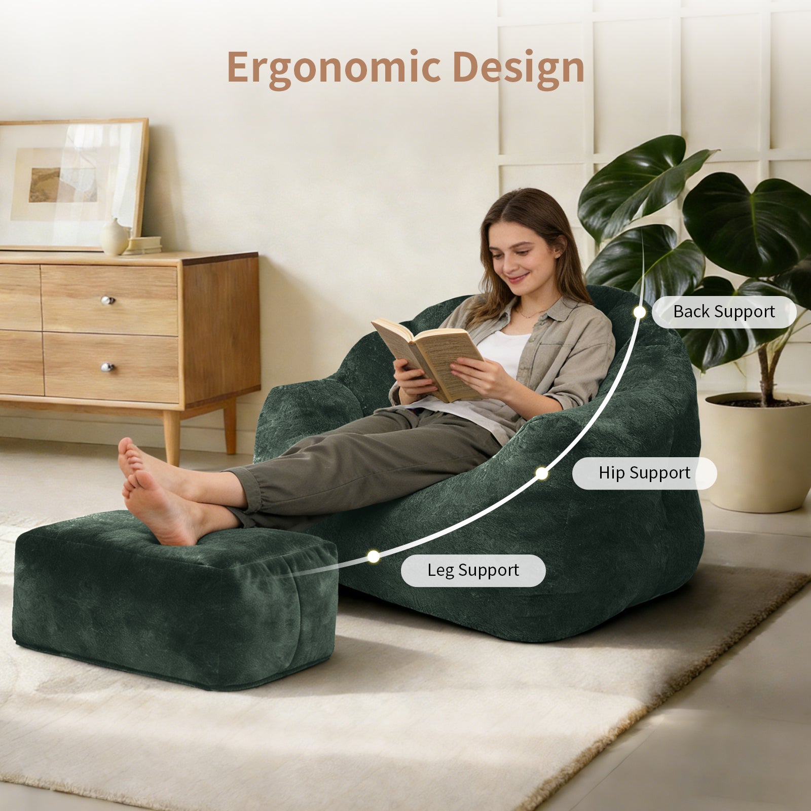 Bean bag chair, armrest bean bag sofa chair filled with high-density foam, comfortable lazy sofa chair, adult bean bag chair for the living room, bedroom reading.
