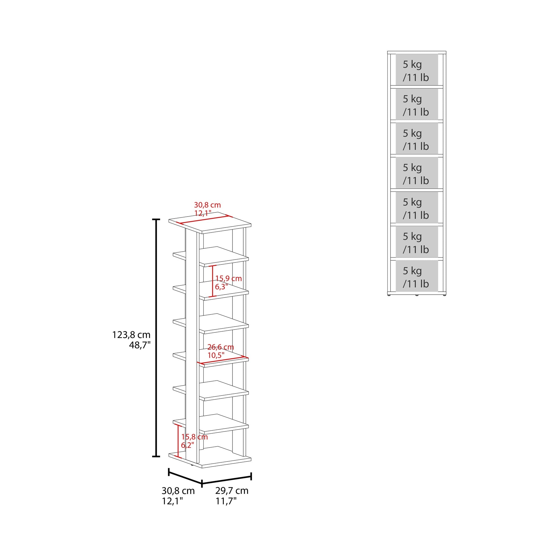 Odesto 48.7" Tall 8-Tier Vertical Shoe Rack, Narrow Shoe Tower for 8 Pairs, Entryway, Living Room, Bedroom