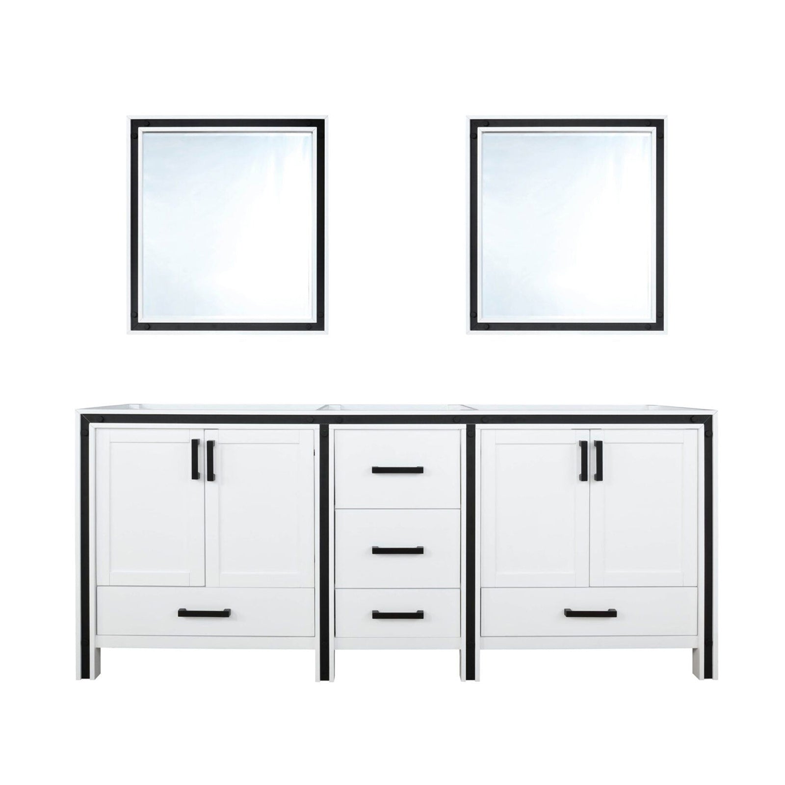 White Double Bath Vanity 72 in. W x 22 in. D, and 30 in. Mirrors