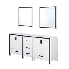 White Double Bath Vanity 72 in. W x 22 in. D, and 30 in. Mirrors