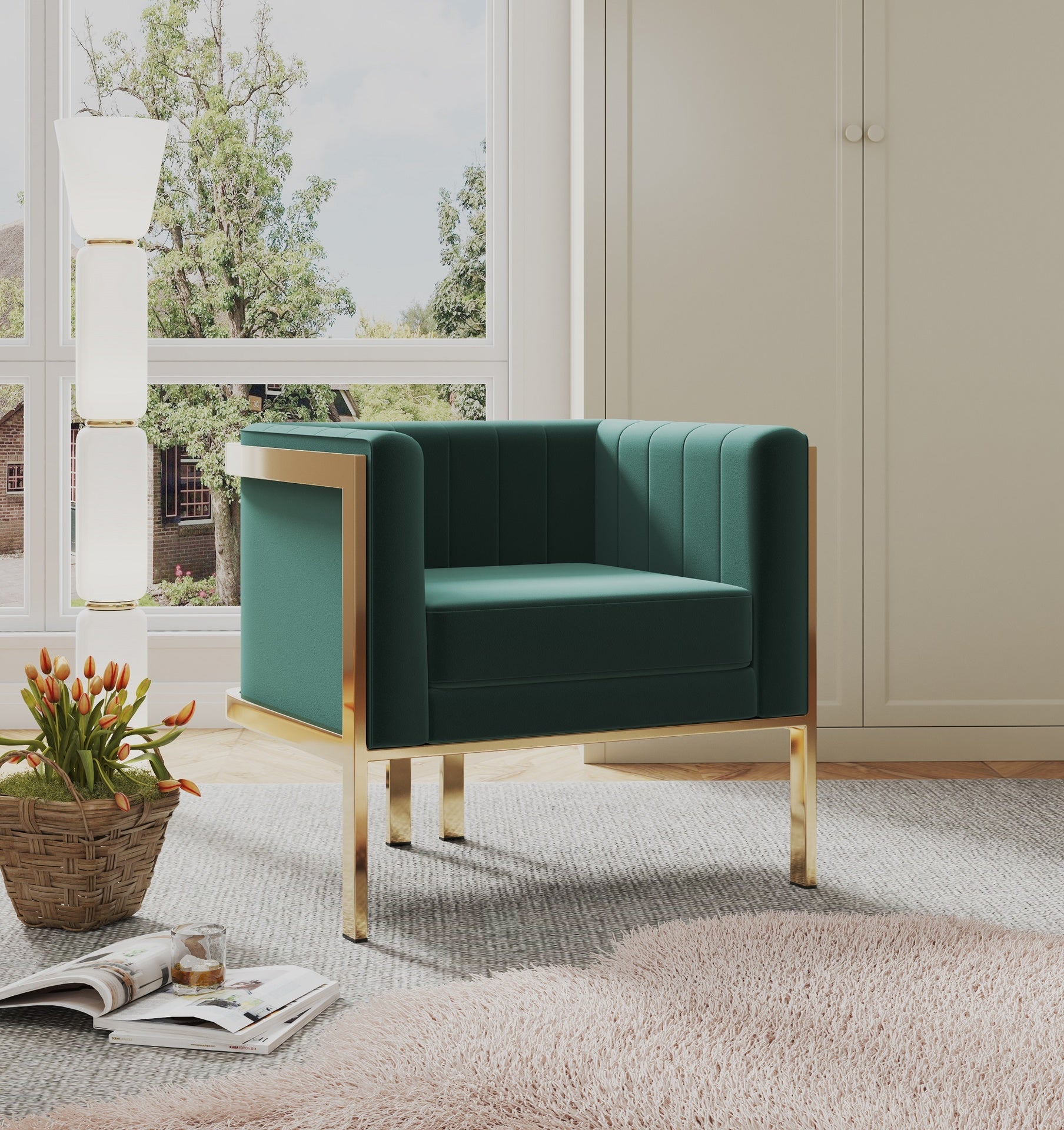 Lounge Chair in Forest Green