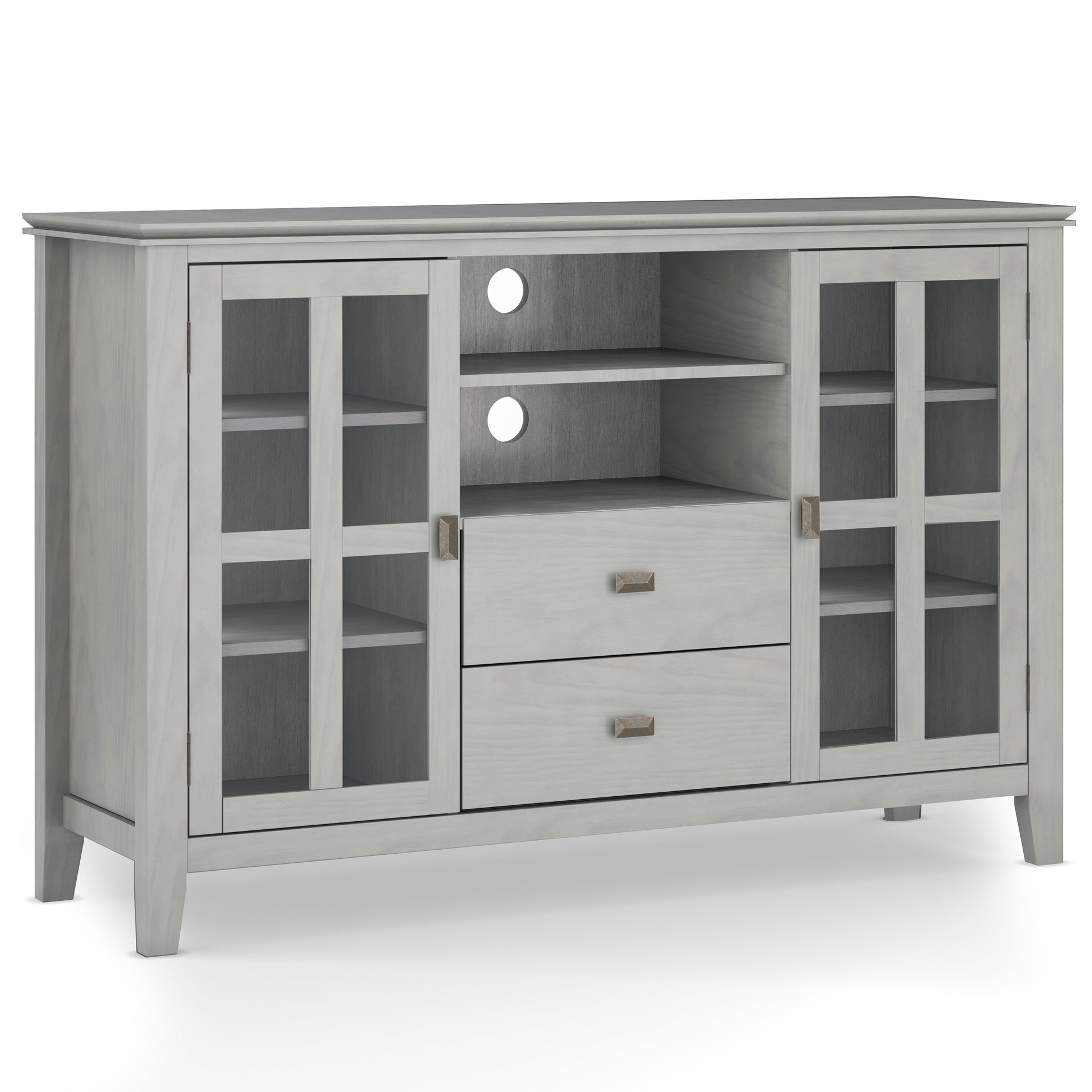 Artisan 53 inch Wide Solid Wood Tall TV Stand in Fog Grey For TVs up to 60 inches