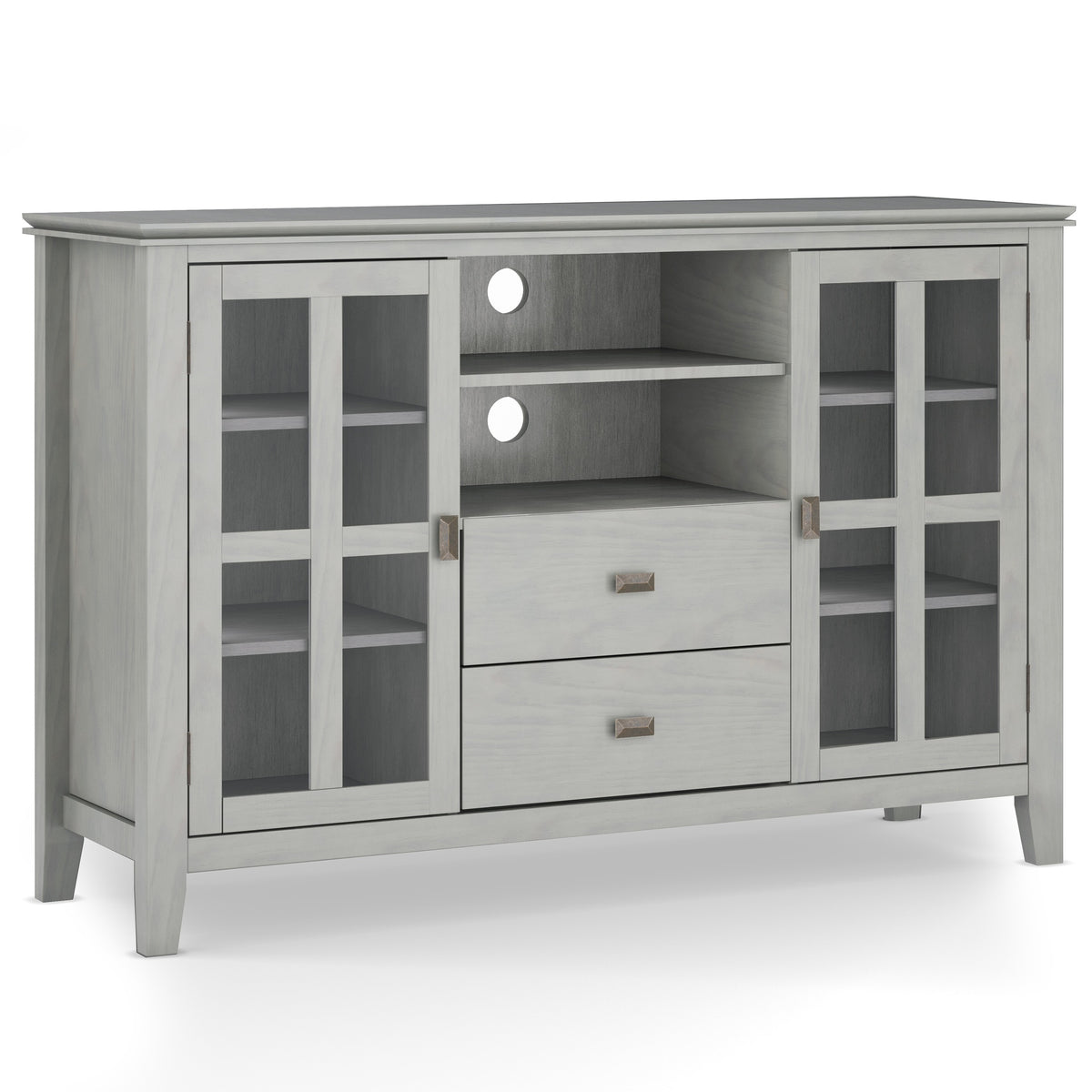 Artisan 53 inch Wide Solid Wood Tall TV Stand in Fog Grey For TVs up to 60 inches