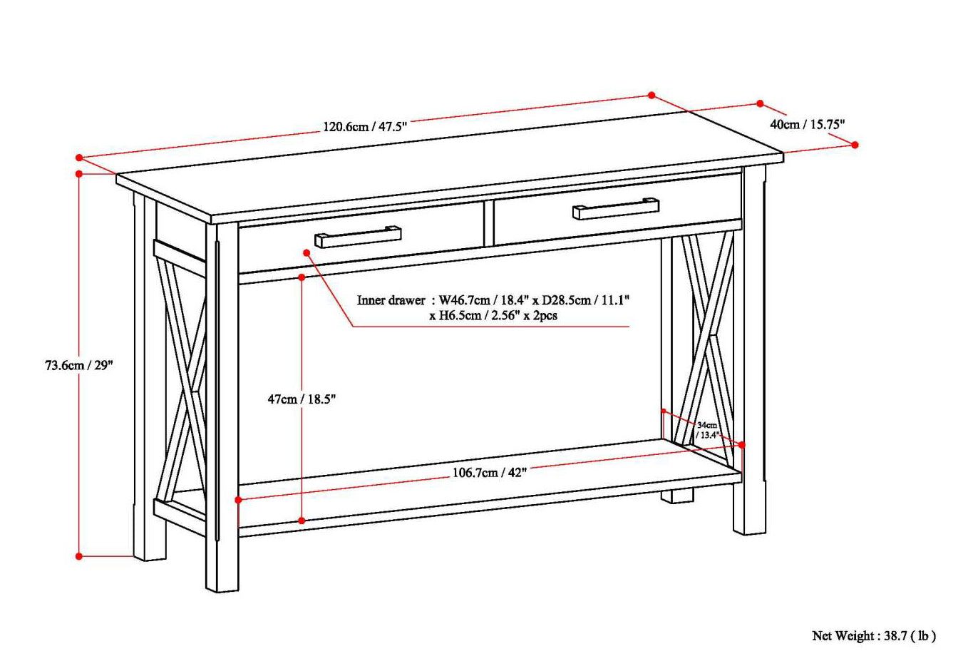Kitchener - Console Sofa Table - Farmhouse Grey