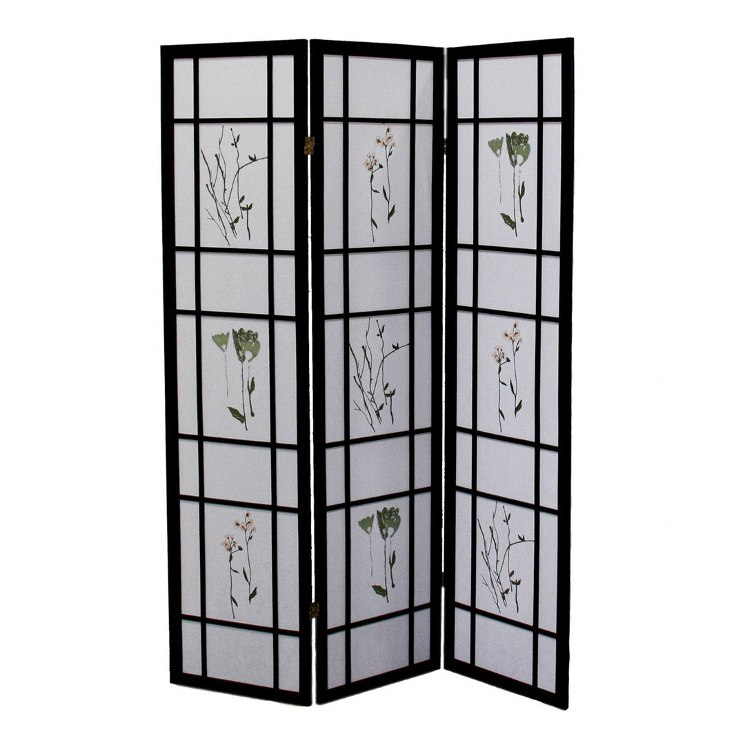 70" Tall 3-Panel Screen / Room Divider "Shoji", Black