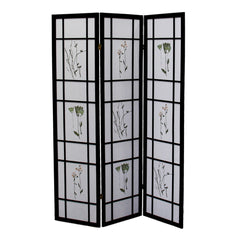 70" Tall 3-Panel Screen / Room Divider "Shoji", Black