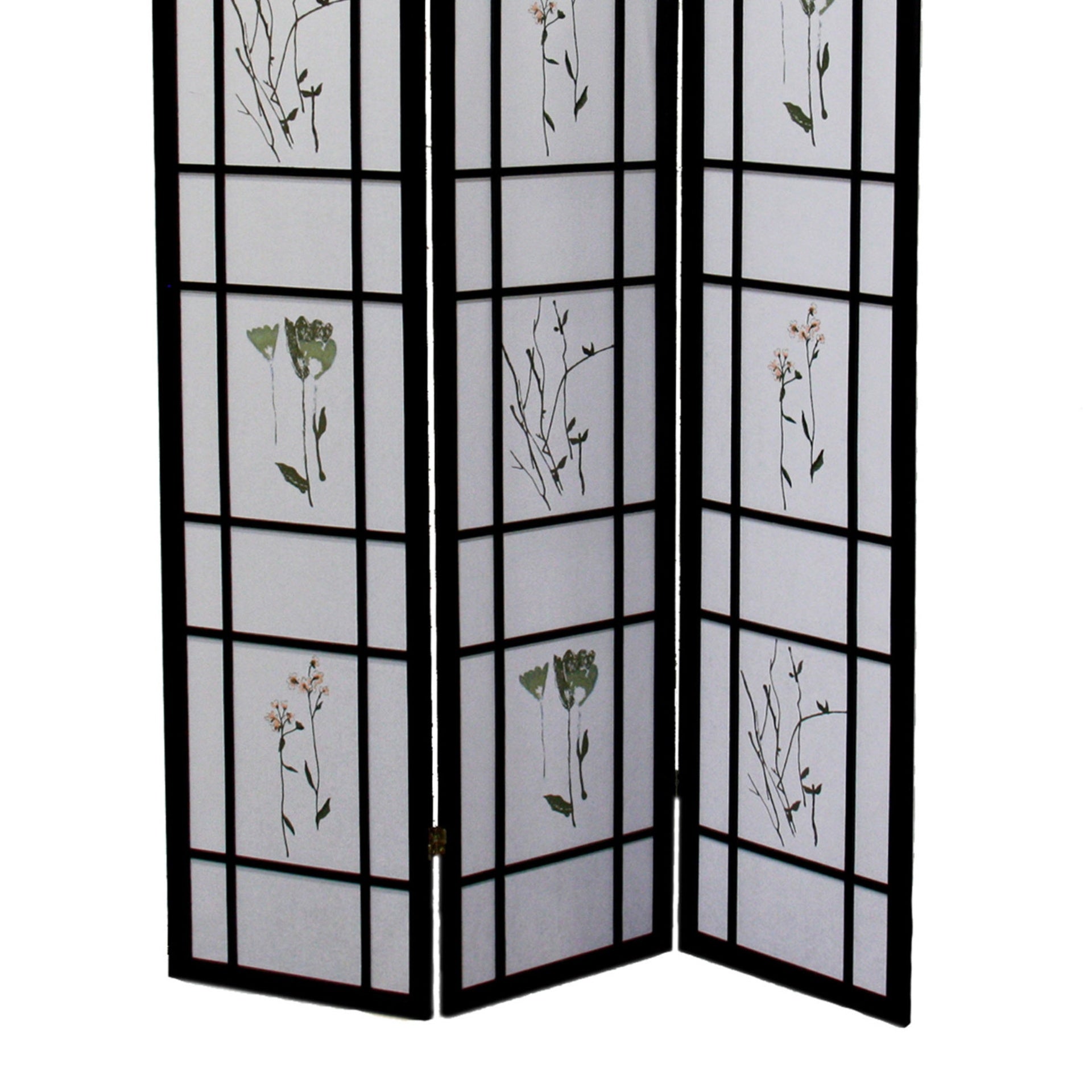 70" Tall 3-Panel Screen / Room Divider "Shoji", Black