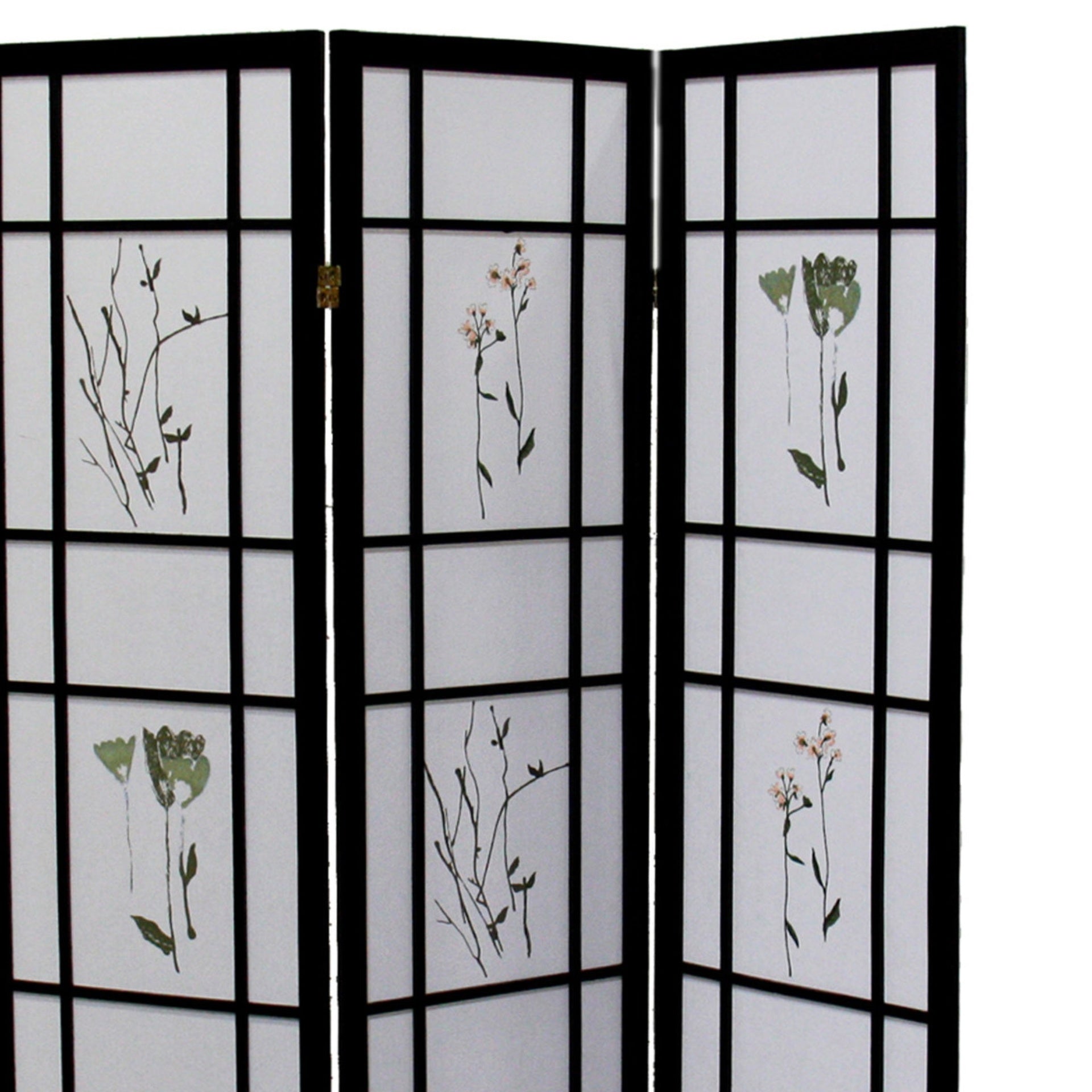 70" Tall 3-Panel Screen / Room Divider "Shoji", Black
