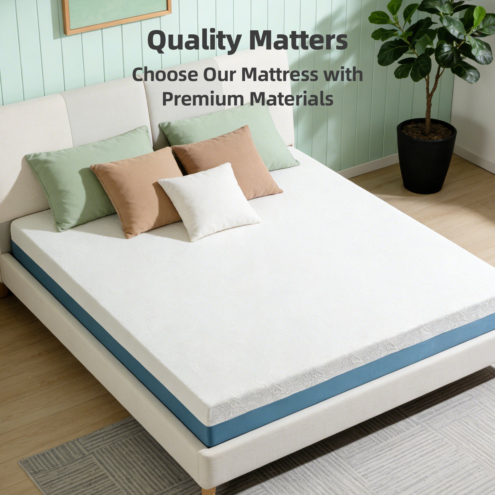 10-Inch King Mattress – Made in Japan Copper-Infused, Double-Perforated, 7-Zone, Adjustable Bed-Friendly, Blue-White Cover
